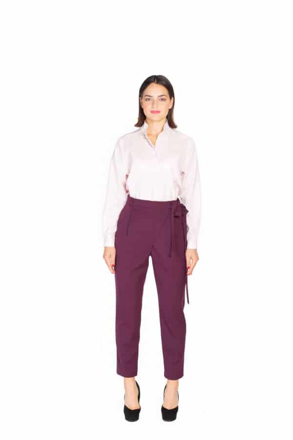 Tmavě fialové vlněné kalhoty