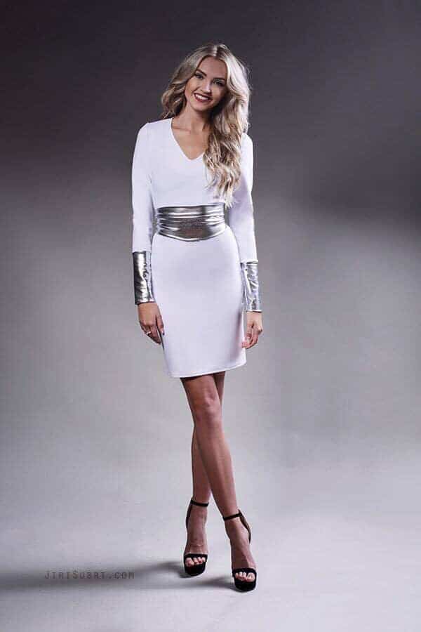 Bílo-stříbrné šaty